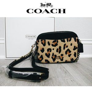 coach leopard print camera bag
